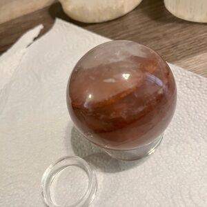 Elegant Brown Red Clear Fire Quartz Crystal Sphere